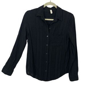 Gentle Fawn Paige Button Down Shirt Women size small Black Rayon Long Sleeves
